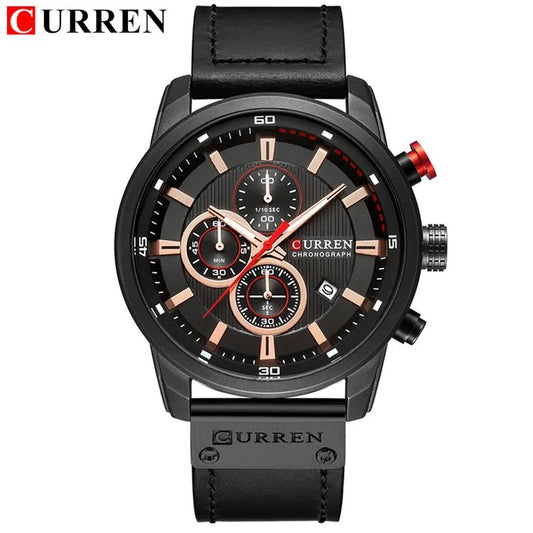 Reloj Curren 8291 Hombre Cuero Cronógrafo Militar