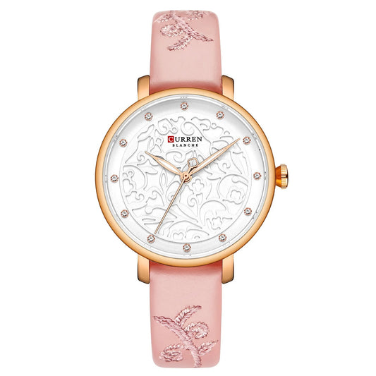Reloj Curren 9046 Mujer Cuero Bordado