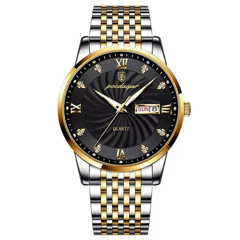 POEDAGAR 827S-1 Reloj Hombre 2026 – Acero Inoxidable, Fecha y Semana, Luminoso, 3BAR