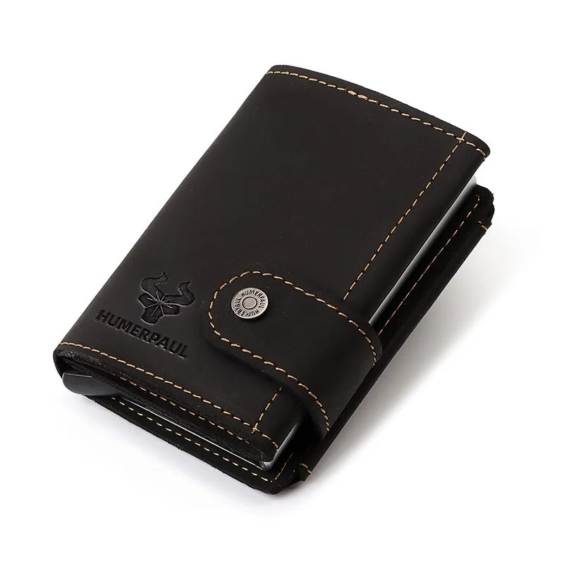 Cartera Slim de Cuero Genuino con Estilo y Seguridad