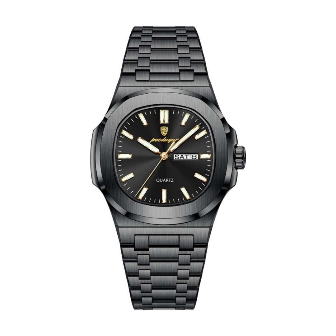 Reloj Poedagar 853B de hombre en acero negro, bajo $50.000