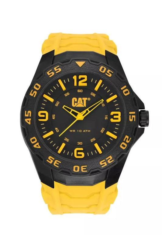 CAT LB-111-27-137 Motion Reloj Hombre 2026 – Deportivo Amarillo 100M, Movimiento Citizen, Silicona Resistente