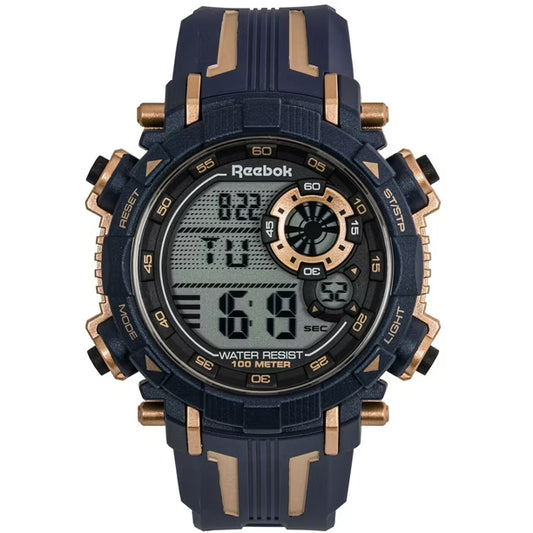 REEBOK RV-WRR-G9-PNPN-WN Warrior Reloj Hombre 2026 – Digital Deportivo Azul/Dorado 100M, Dual Time, Cronómetro