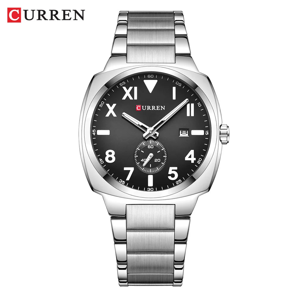 Reloj Curren 8472 de hombre, plateado y negro — Foucault Valdivia