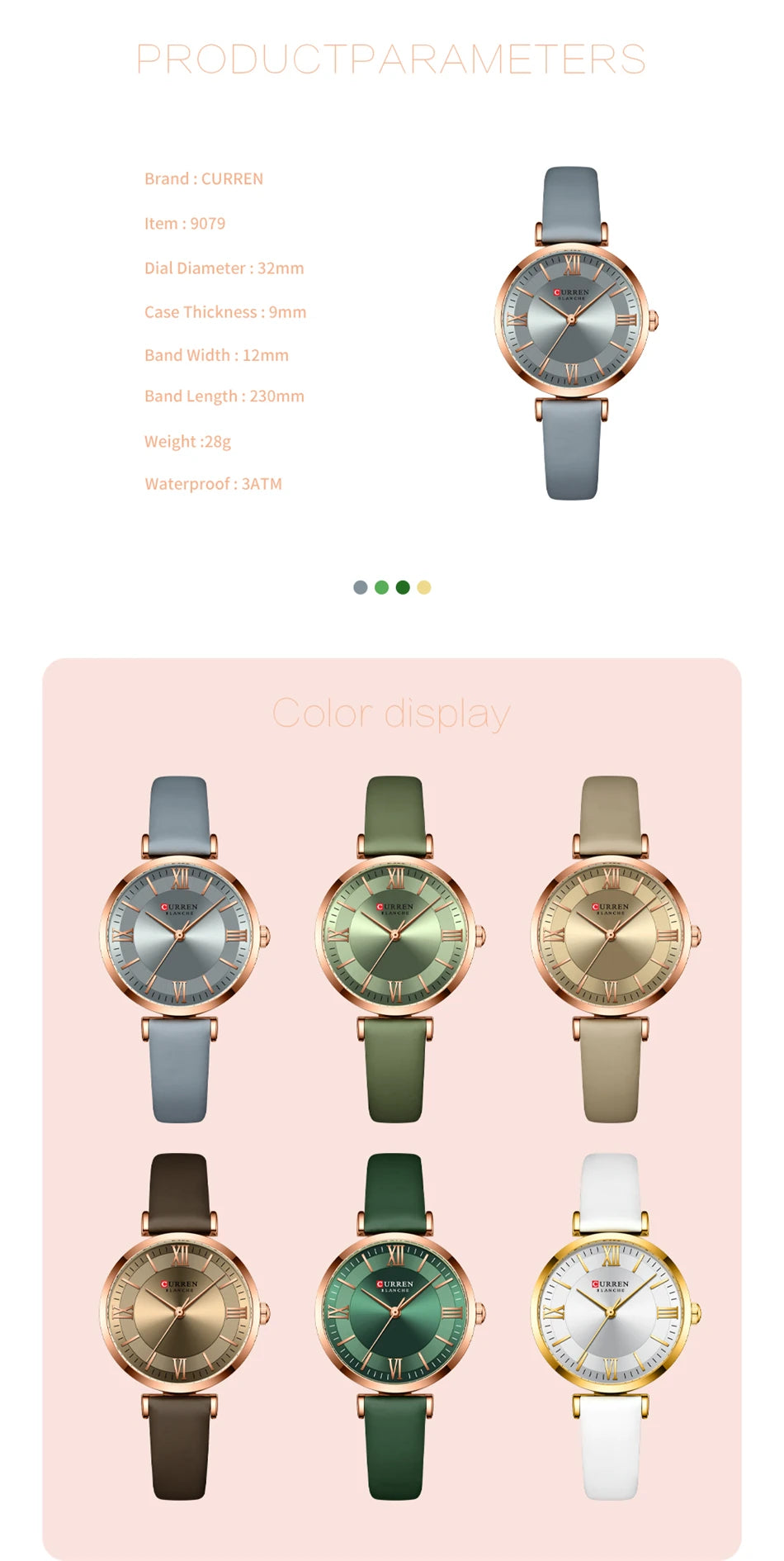 Reloj Curren 9079 de mujer, vista 3