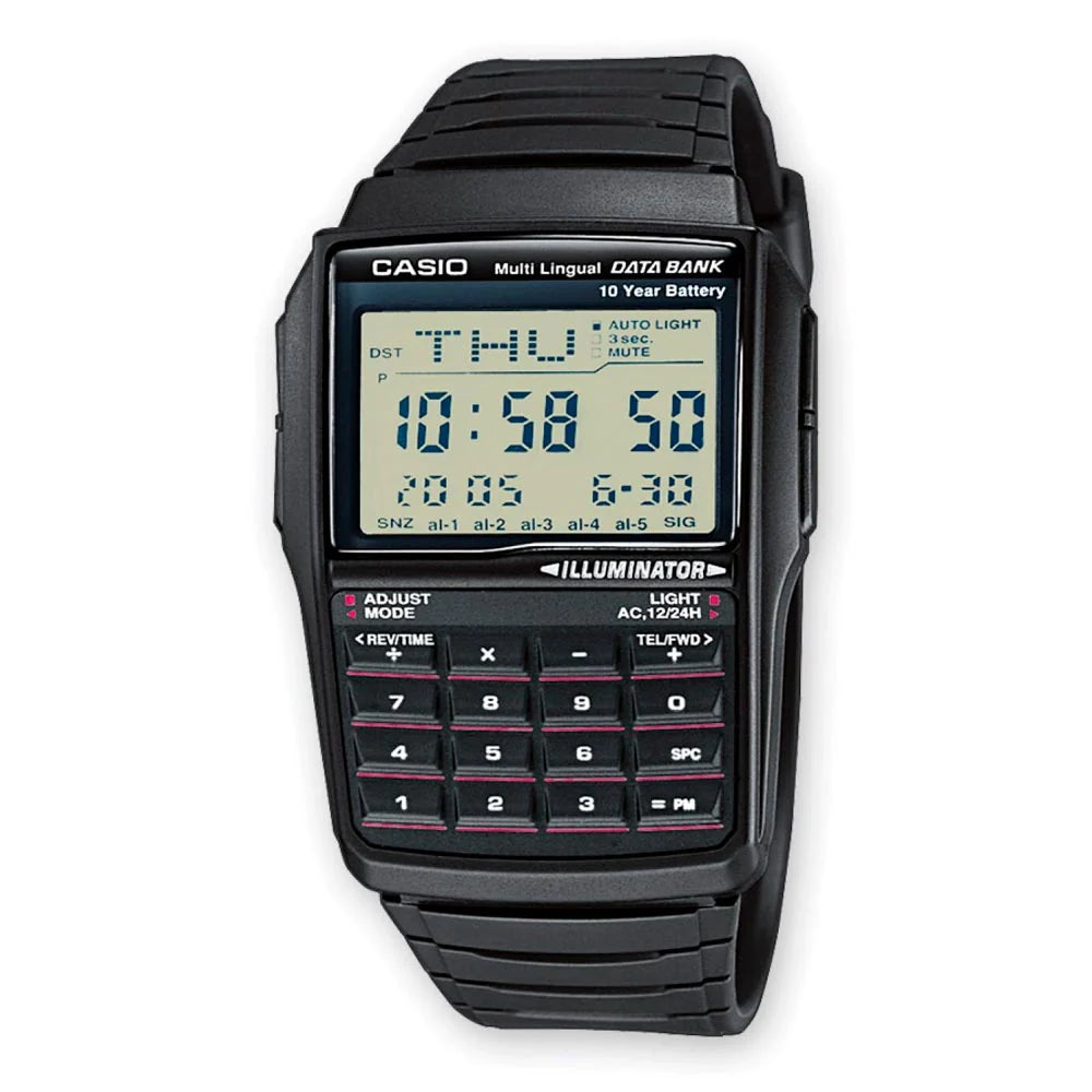 Casio DBC-32-1ADF Databank Reloj Calculadora 2026 – Vintage Digital con Agenda, Hora Mundial y Batería 10 Años