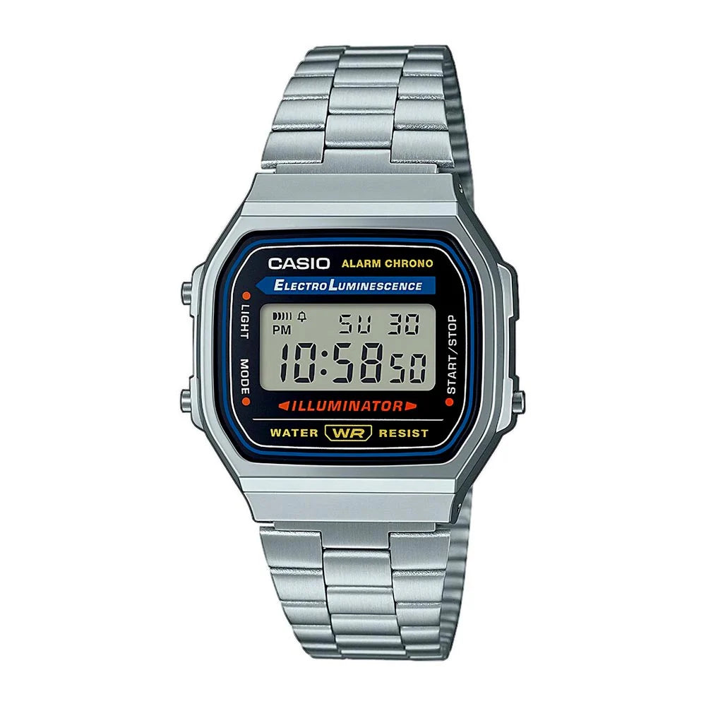 Casio A168WA-1WDF Reloj Vintage 2026 – Digital Plateado con Luz Electroluminiscente, Cronómetro y Alarma