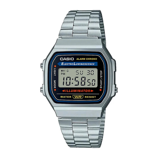 Casio A168WA-1WDF Reloj Vintage 2026 – Digital Plateado con Luz Electroluminiscente, Cronómetro y Alarma