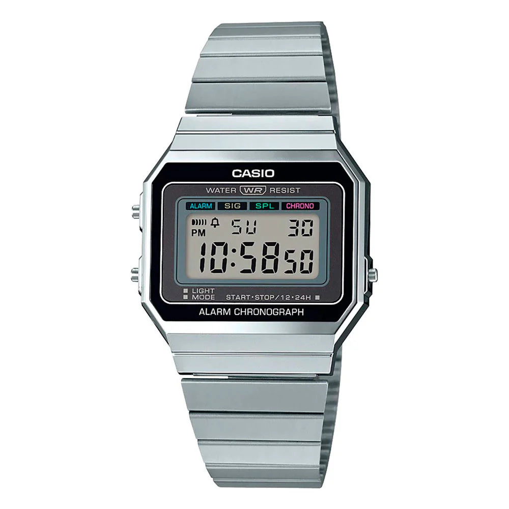 Casio A700W-1ACF Reloj Vintage Slim 2026 – Digital Plateado Ultrafino con Cronómetro, Alarma y Calendario