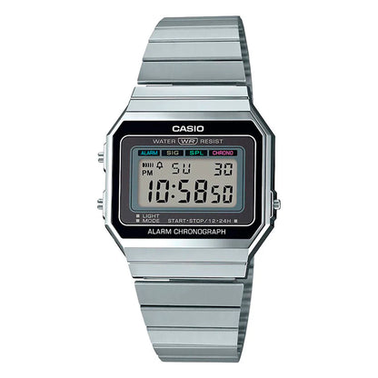 Casio A700W-1ACF Reloj Vintage Slim 2026 – Digital Plateado Ultrafino con Cronómetro, Alarma y Calendario