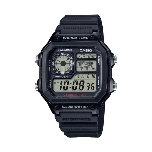 Casio AE-1200WH-1AV “Casio Royale” Reloj Hombre 2026 – World Time 100M, Cronómetro, Temporizador y Luz LED