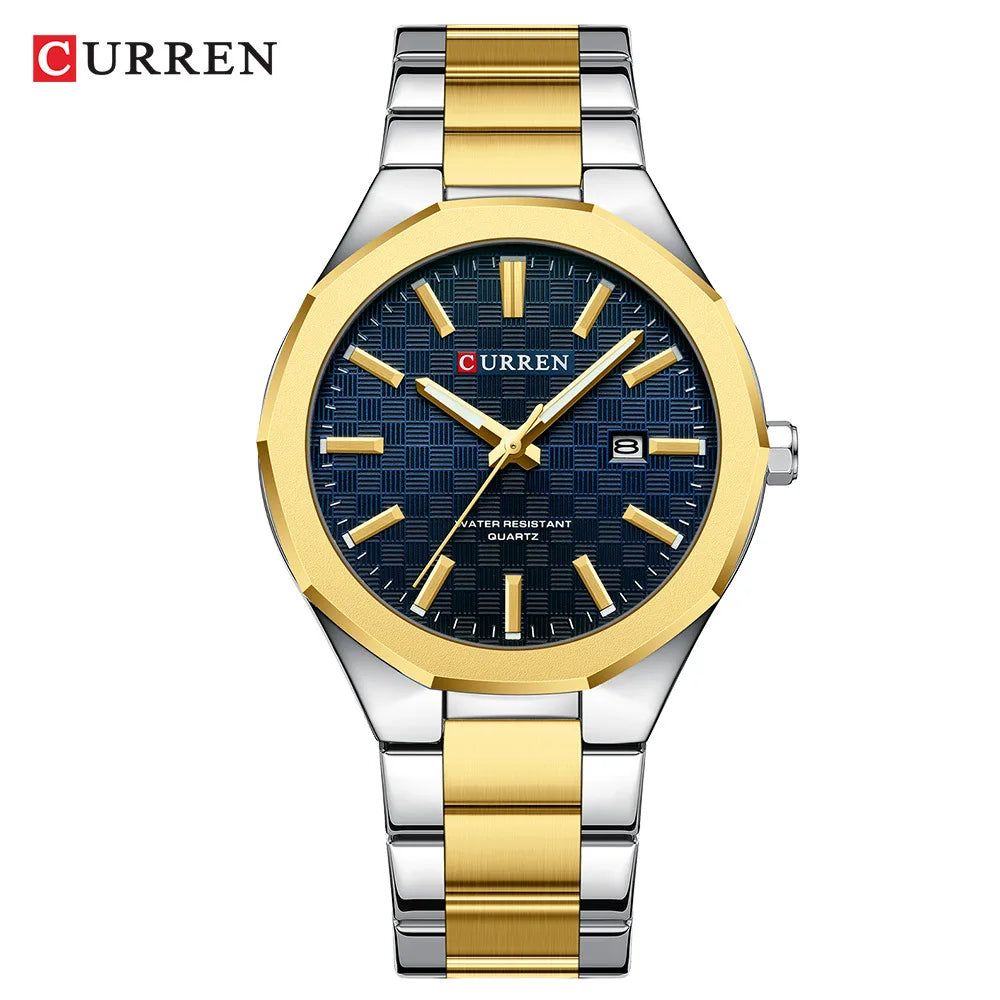 Reloj Curren 8477 de hombre, bicolor dorado y azul — Foucault Valdivia