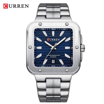 Reloj Curren 8479 de hombre, plateado y azul — Foucault Valdivia