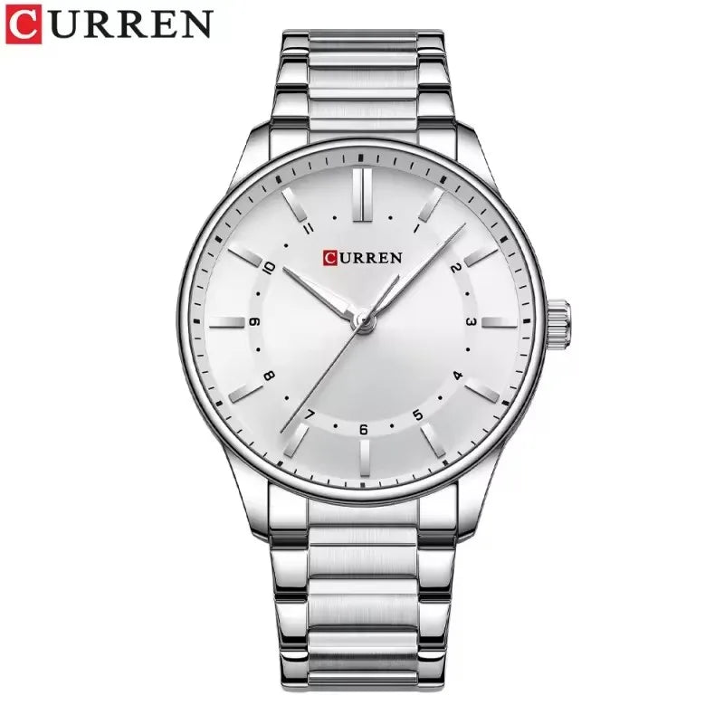 Reloj Curren 8430 de hombre, plateado y blanco — Foucault Valdivia
