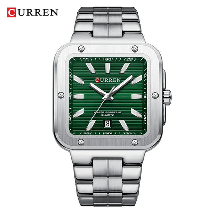Reloj Curren 8479 de hombre, plateado y verde — Foucault Valdivia