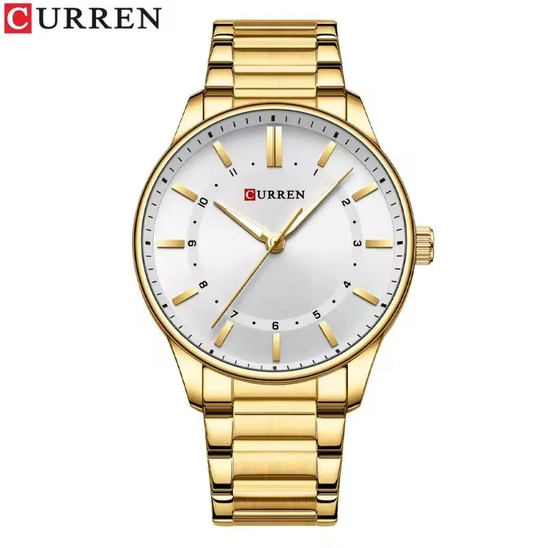 Reloj Curren 8430 de hombre, dorado y blanco — Foucault Valdivia