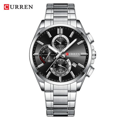 Reloj Curren 8475 de hombre, plateado y negro — Foucault Valdivia