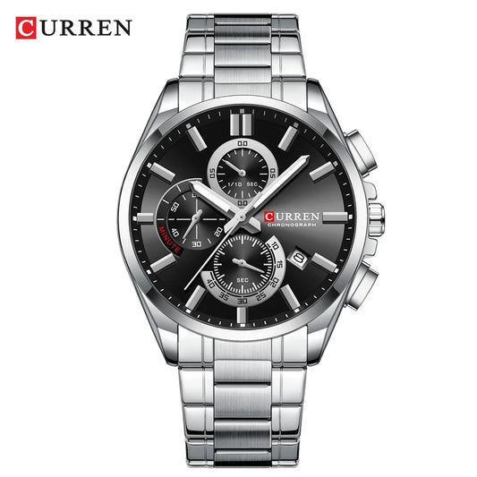 Reloj Curren 8475 de hombre, plateado y negro — Foucault Valdivia