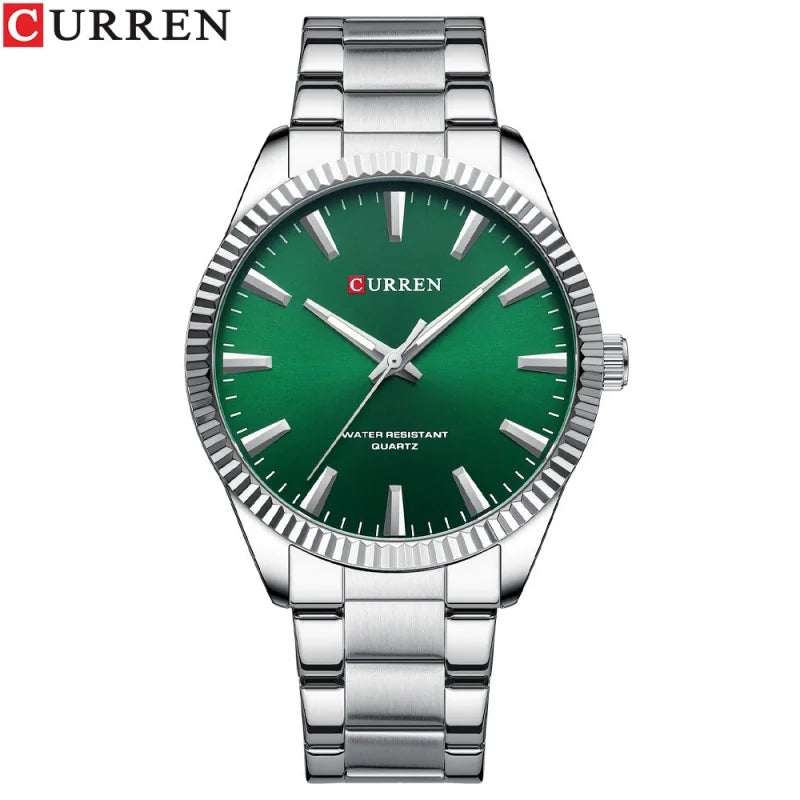 Reloj Curren 8425 de hombre, plateado y verde — Foucault Valdivia
