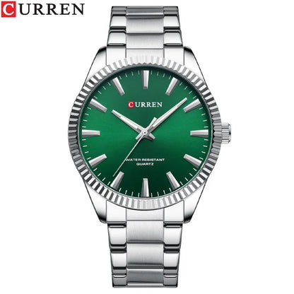 Reloj Curren 8425 de hombre, plateado y verde — Foucault Valdivia