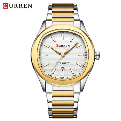Reloj Curren 8474 de hombre, bicolor esfera blanca — Foucault Valdivia
