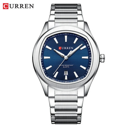 Reloj Curren 8474 de hombre, plateado y azul — Foucault Valdivia