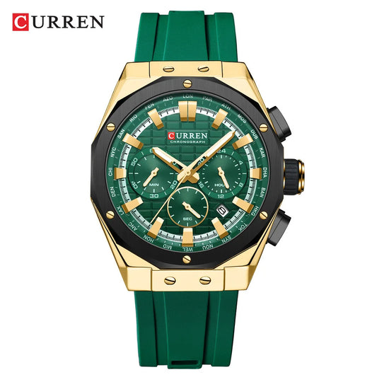 Reloj Curren 8464 de hombre, verde y dorado — Foucault Valdivia