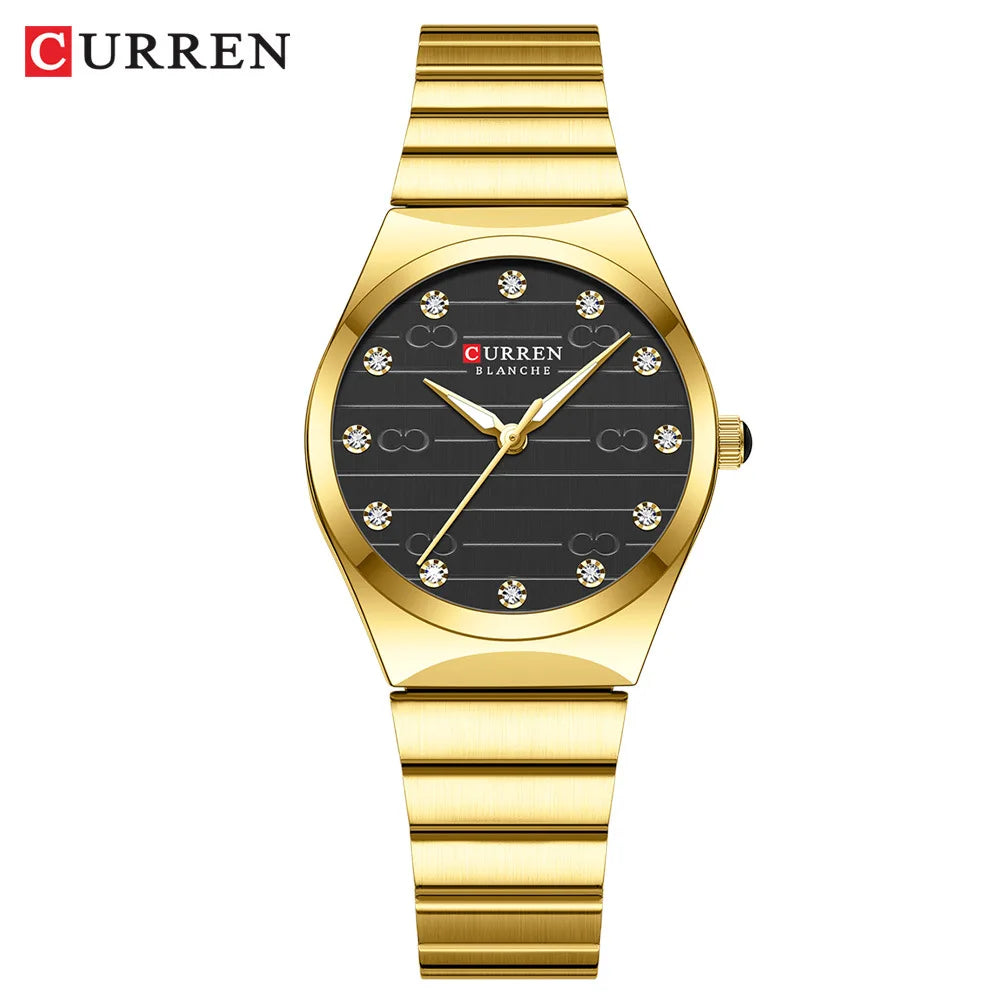 Reloj Curren 9110 de mujer, dorado y negro — Foucault Valdivia