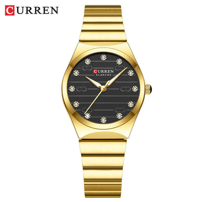 Reloj Curren 9110 de mujer, dorado y negro — Foucault Valdivia