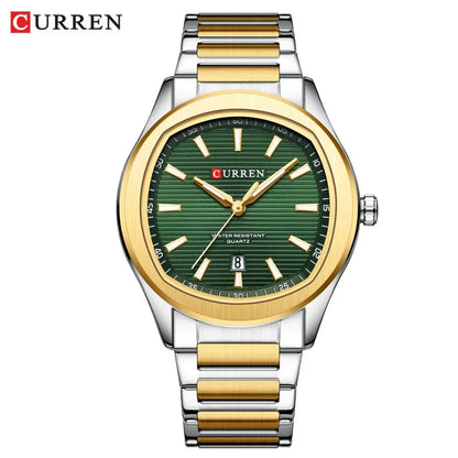 Reloj Curren 8474 de hombre, bicolor esfera verde — Foucault Valdivia