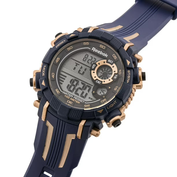 REEBOK RV-WRR-G9-PNPN-WN Warrior Reloj Hombre 2026 – Digital Deportivo Azul/Dorado 100M, Dual Time, Cronómetro