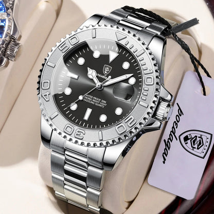 Reloj Poedagar 680 Hombre Acero y Correa de Goma Negro