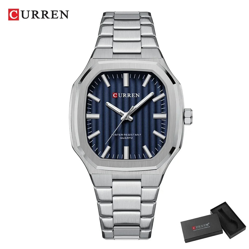 Reloj Curren Hombre Acero Poligonal Luminoso