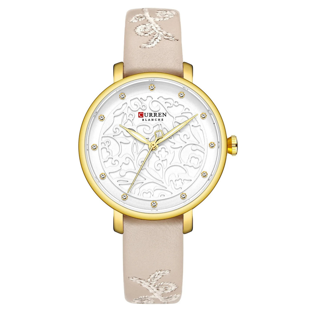Reloj Curren 9046 Mujer Cuero Bordado