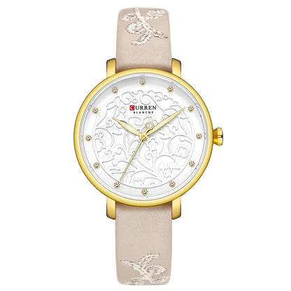 Reloj Curren 9046 Mujer Cuero Bordado