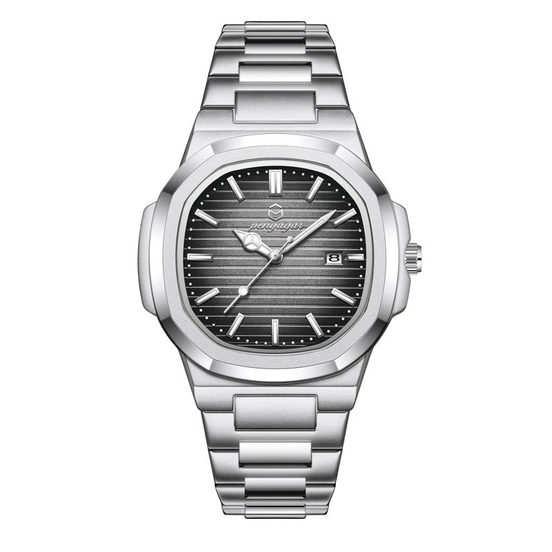 Reloj PENGAGAR 610 Hombre Acero Inoxidable Cuarzo – Resistente al Agua 3ATM, Luminoso, Fecha y Día
