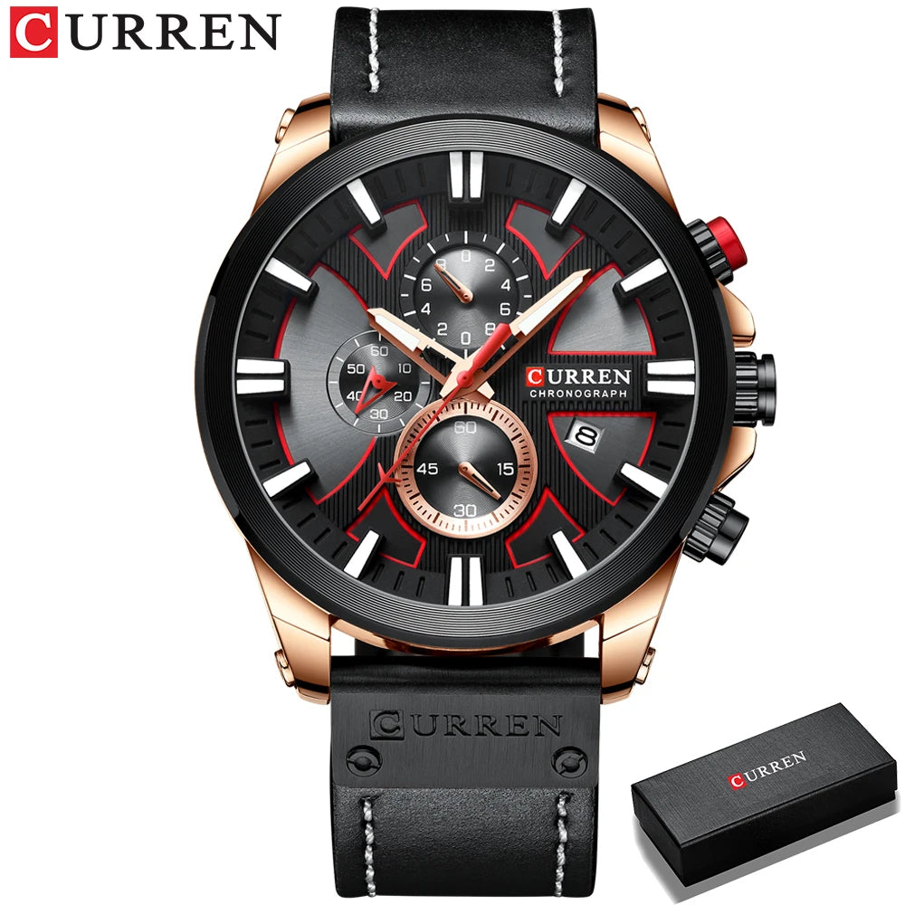Reloj Curren 8346 Hombre Cuero Cronógrafo
