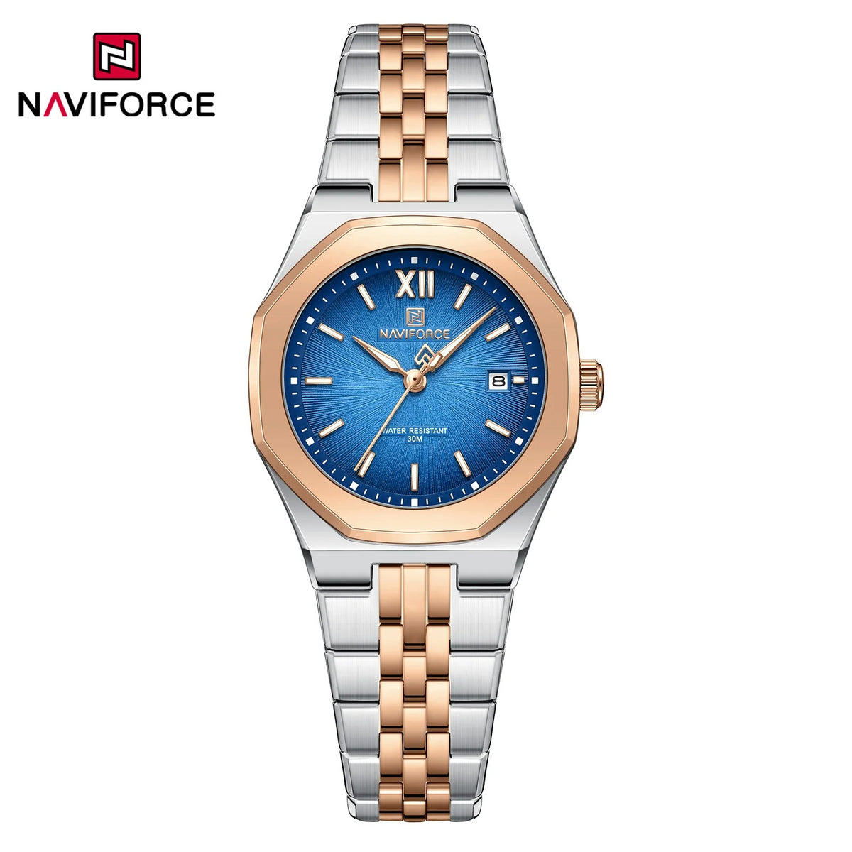 Reloj Naviforce Mujer Acero Cuadrado Luminoso