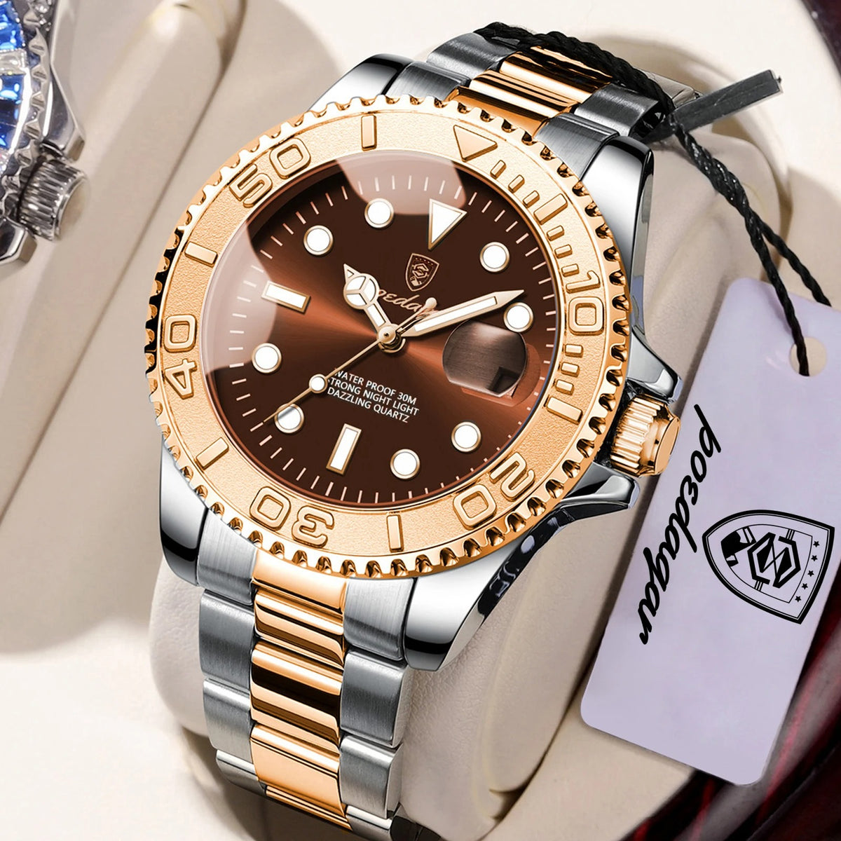 Reloj Poedagar 680 Hombre Acero y Correa de Goma Negro