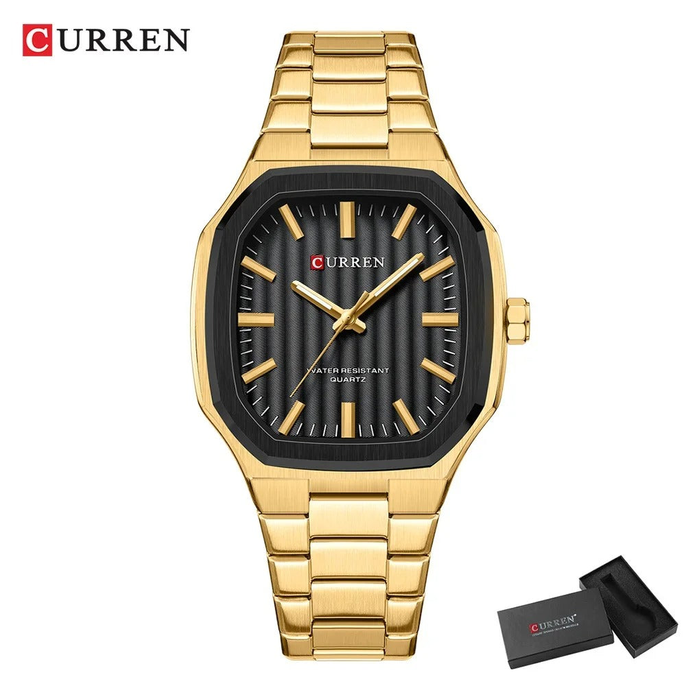 Reloj Curren Hombre Acero Poligonal Luminoso