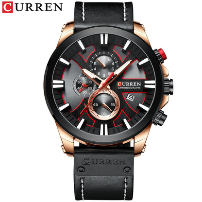 Reloj Curren 8346 Hombre Cuero Cronógrafo