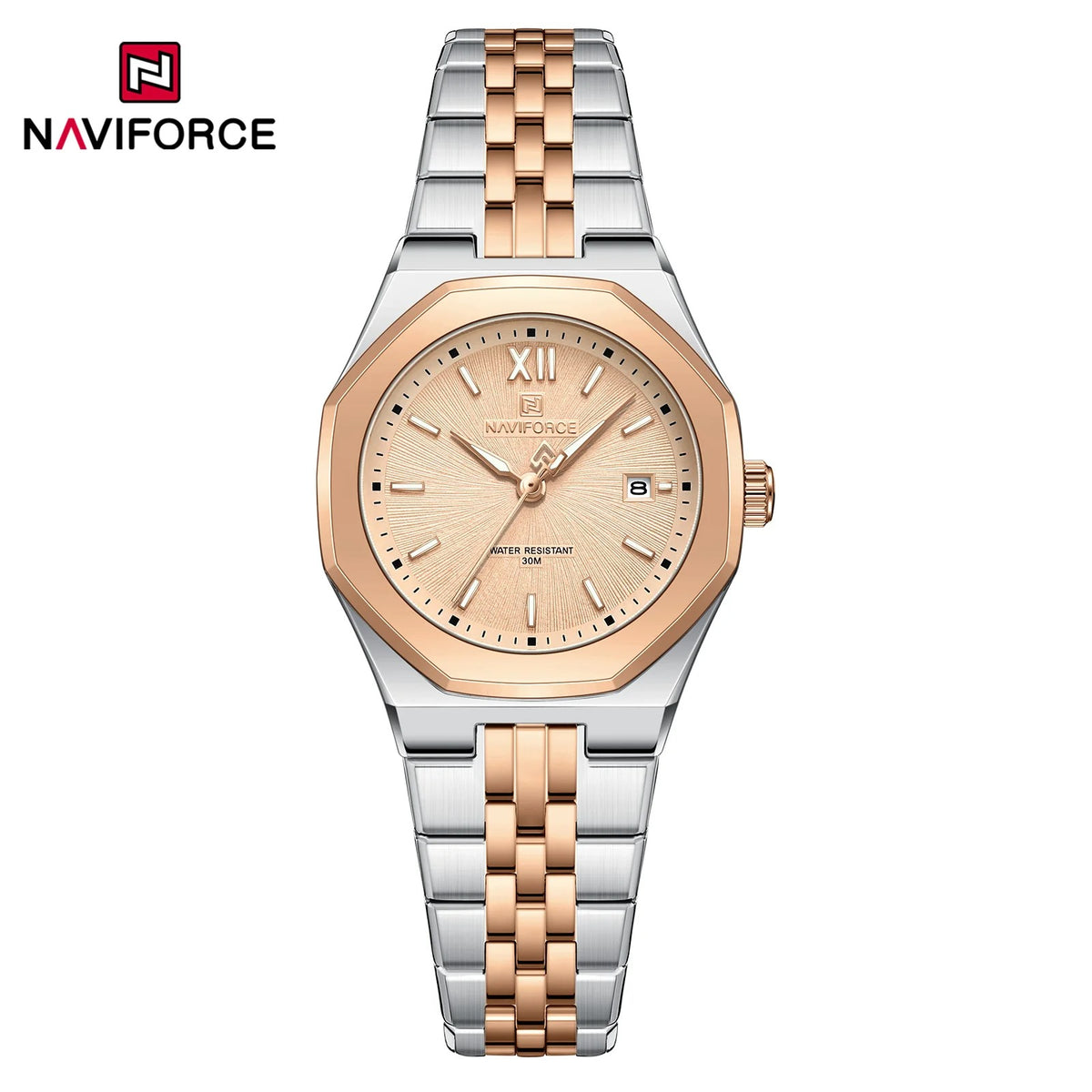 Reloj Naviforce Mujer Acero Cuadrado Luminoso