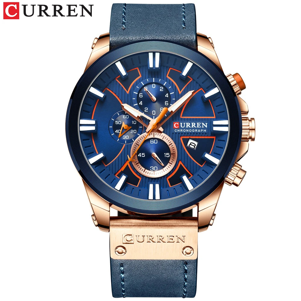 Reloj Curren 8346 Hombre Cuero Cronógrafo