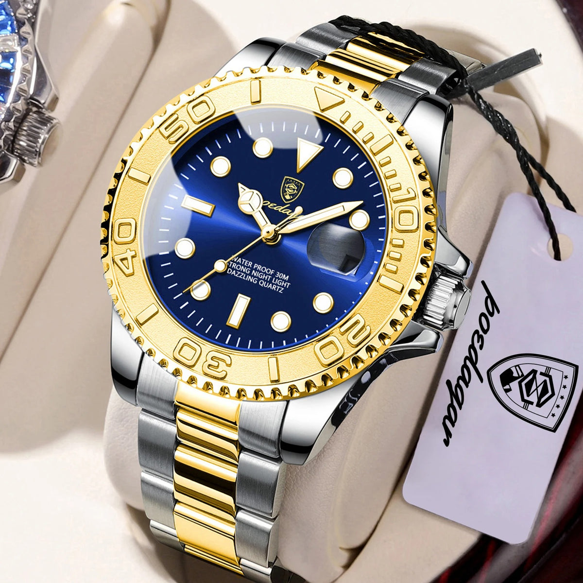 Reloj Poedagar 680 Hombre Acero y Correa de Goma Negro — Foucault Valdivia