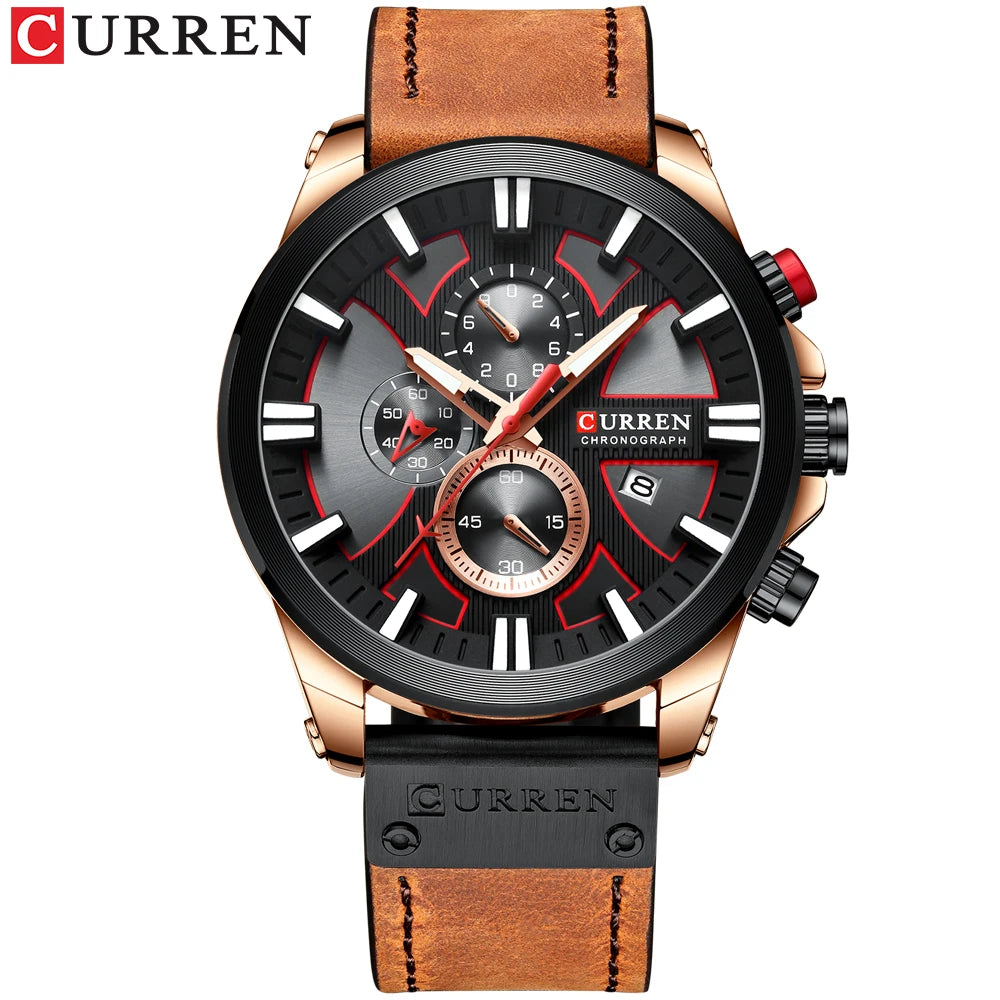 Reloj Curren 8346 Hombre Cuero Cronógrafo