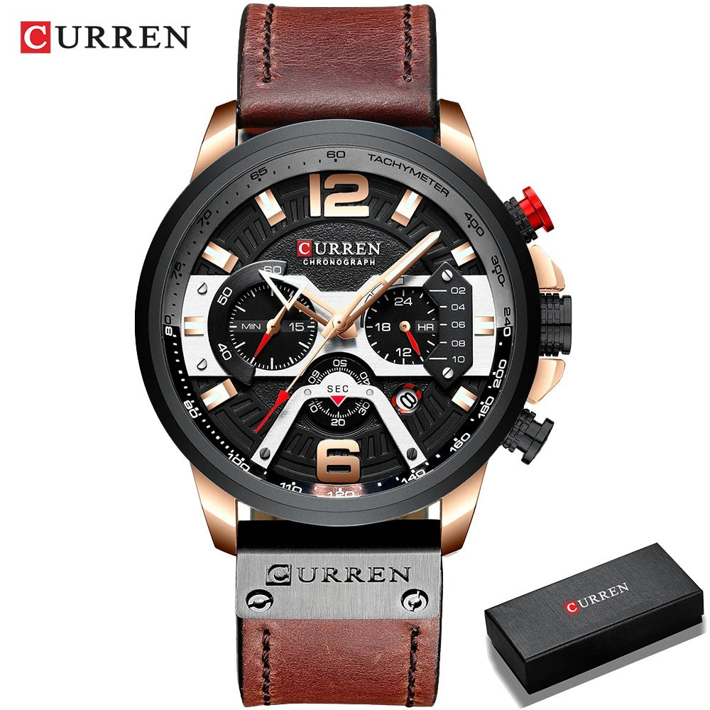 Reloj Curren 8329 Hombre Cuero Cronógrafo