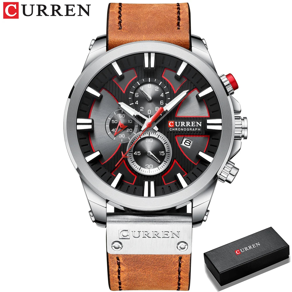 Reloj Curren 8346 Hombre Cuero Cronógrafo