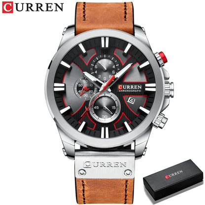 Reloj Curren 8346 Hombre Cuero Cronógrafo