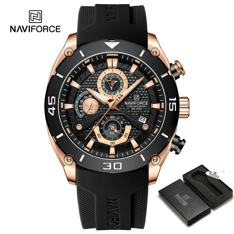 Reloj Naviforce 8038 Hombre Silicona Tres Esferas