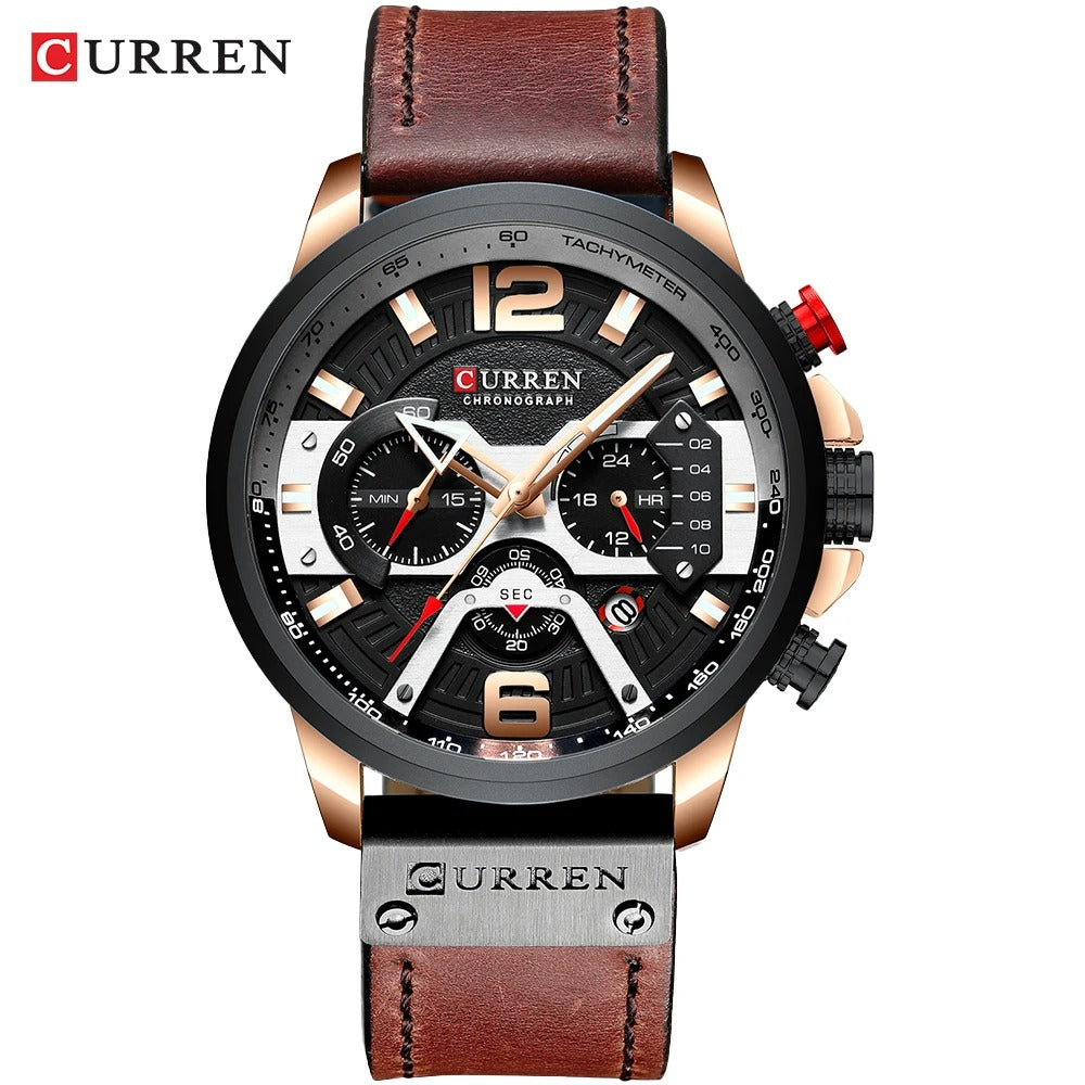 Reloj Curren 8329 Hombre Cuero Cronógrafo